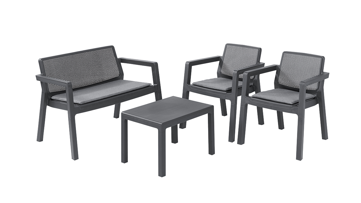 Комплект Emily Patio Set with cushions, графит